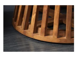 Mesa de comedor TALMA – Redonda diámetro 140 cm – Madera maciza de acacia barnizada – Estilo rústico