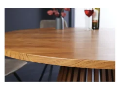 Mesa de comedor TALMA – Redonda diámetro 140 cm – Madera maciza de acacia barnizada – Estilo rústico