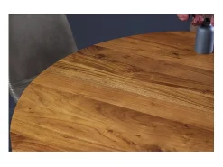 Mesa de comedor TALMA – Redonda diámetro 120 cm – Madera maciza de acacia barnizada – Estilo rústico