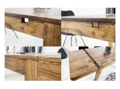 Mesa de comedor TAVINA 120–200 cm – Mesa extensible de madera maciza de Sheesham barnizada