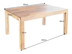 Mesa de comedor TAVINA – Rectangular 120 cm – Madera maciza – Estilo rústico