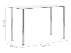 Mesa de comedor transparente 120x60x75 cm Cristal templado