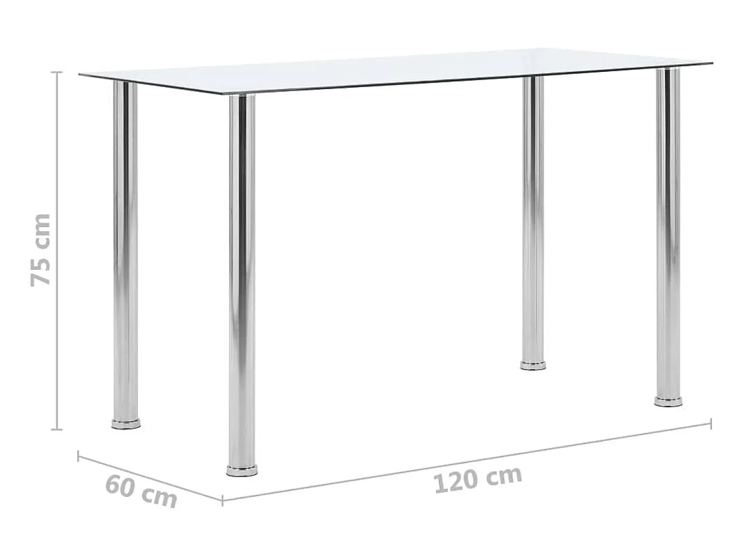 Mesa de comedor vidrio templado transparente 120x60x75 cm