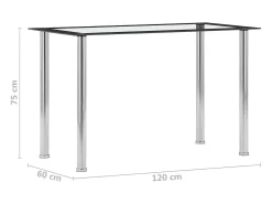 Mesa de comedor vidrio templado negro transparente 120x60x75 cm