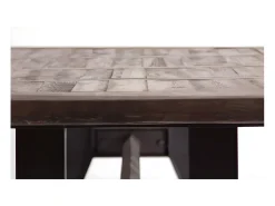 Mesa de comedor Vinka de 240 cm de madera maciza de pino regenerado oscuro y metal negro