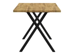 Mesa de comedor 140x80cm con patas de metal - Tablero imitación madera - Natural claro y negro