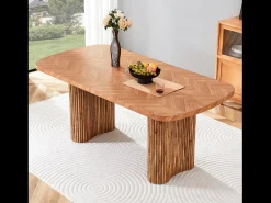 Mesa de comedor 180x90cm para 4 a 6 personas - Tapa texturizada - Color madera