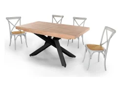 Mesa de comedor Xena extensible forma rectangular roble Nordish/negro 76x140-180-220x90 cm Adec