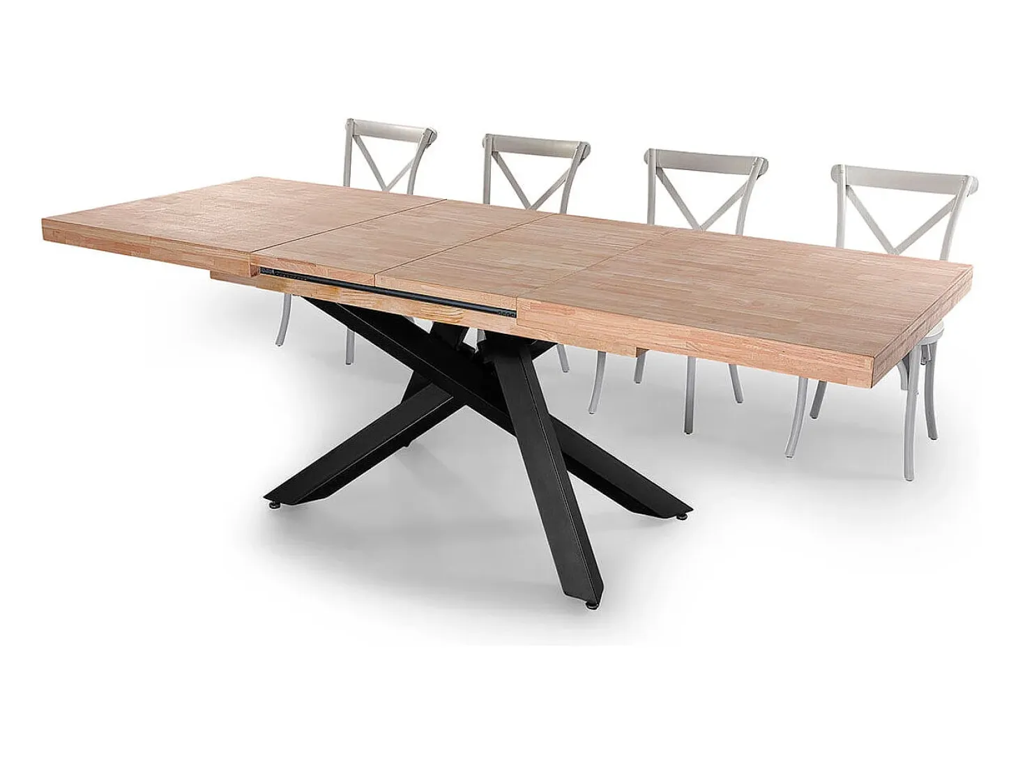 Mesa de comedor Xena extensible forma rectangular roble Nordish/negro 76x140-180-220x90 cm Adec