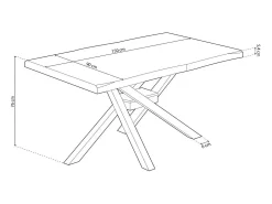 Mesa de comedor Xena forma patas cruzadas tapa irregular roble Nordish/blanco 76x150x90 cm Adec