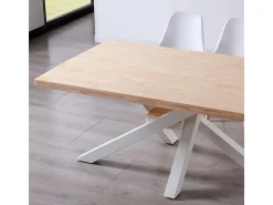 Mesa de comedor Xena patas cruzadas tapa regular roble Nordish/blanco 76x160x100 cm Adec