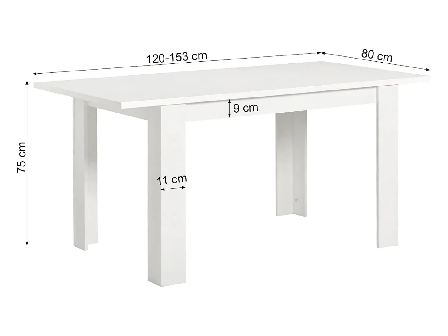 Mesa de comedor 120x80x75 cm blanca