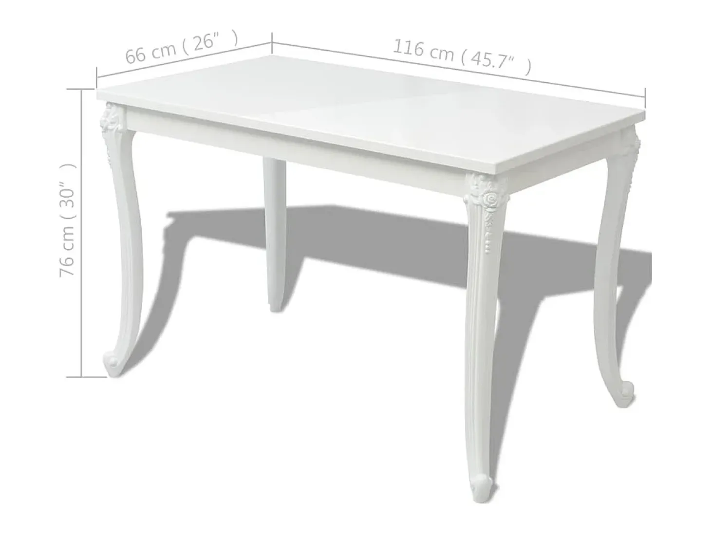 Mesa de comedor 116x66x76 cm blanco brillante
