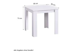 Mesa de comedor 80x80x75 cm blanca moderna