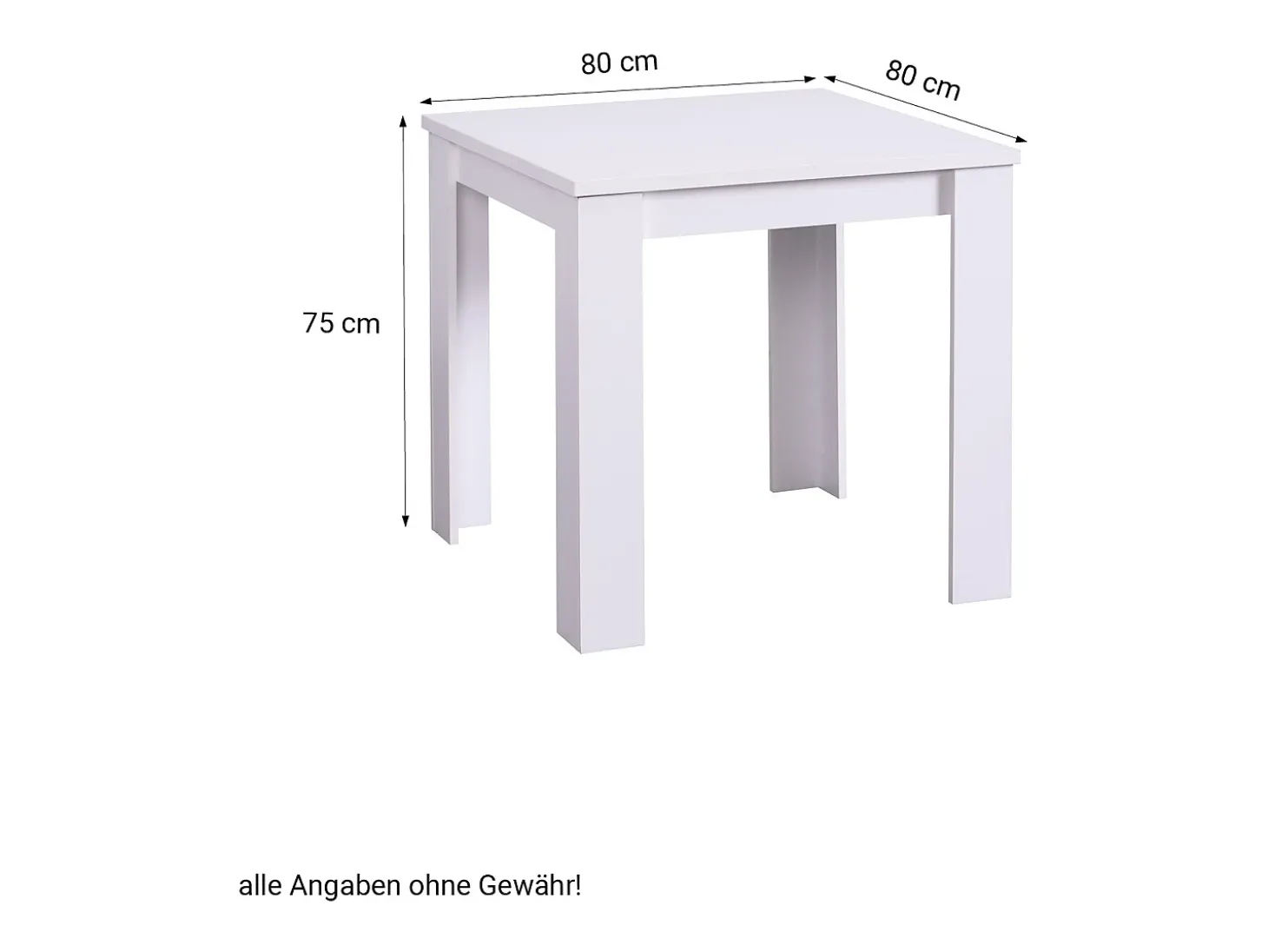 Mesa de comedor 80x80x75 cm blanca moderna