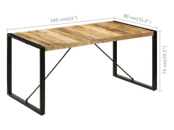 Mesa de comedor 160x80x75 cm madera maciza de mango