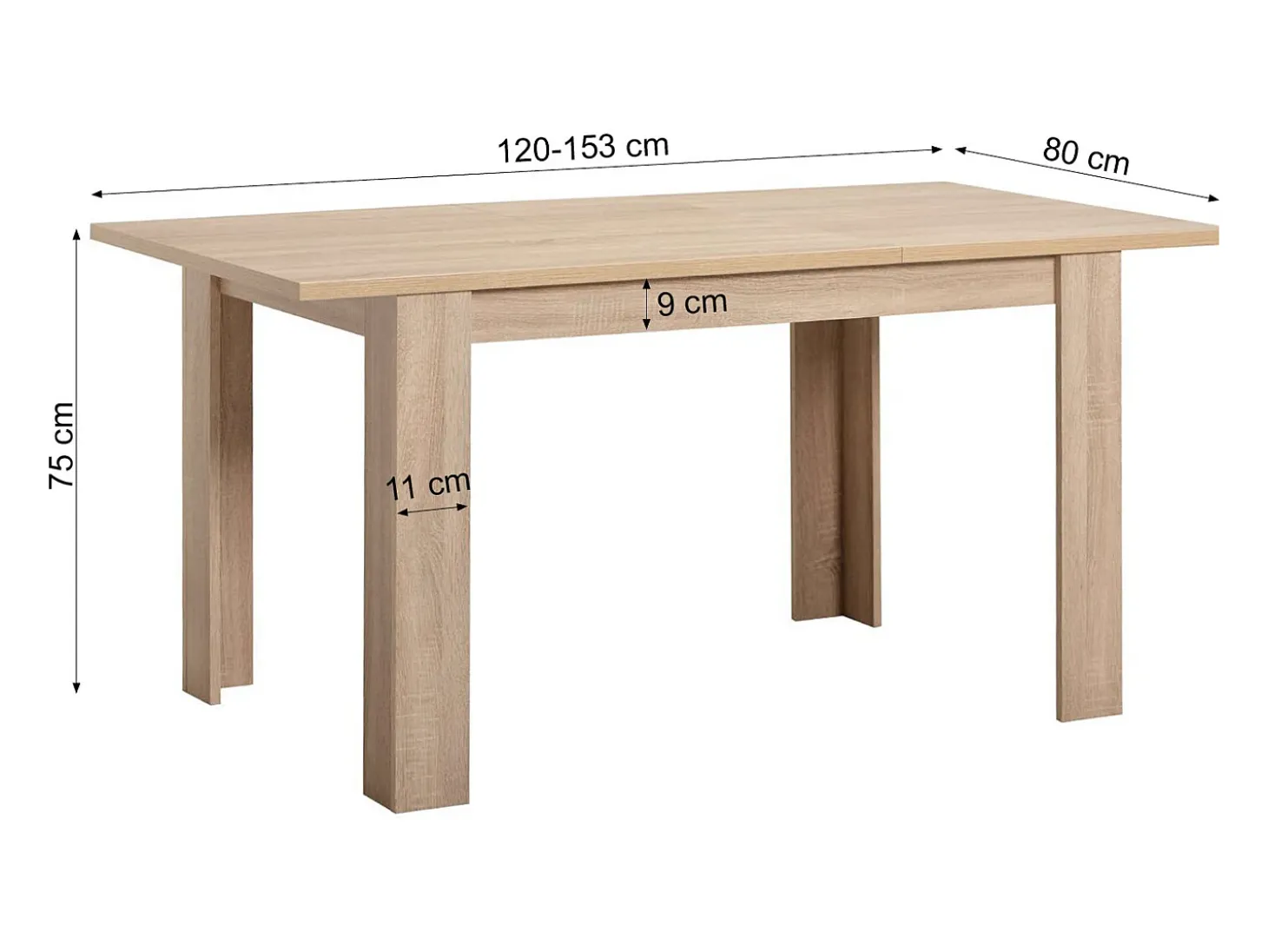 Mesa de comedor 120x80x75 cm roble natural