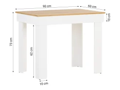 Mesa de comedor 90x73x60 cm roble blanco