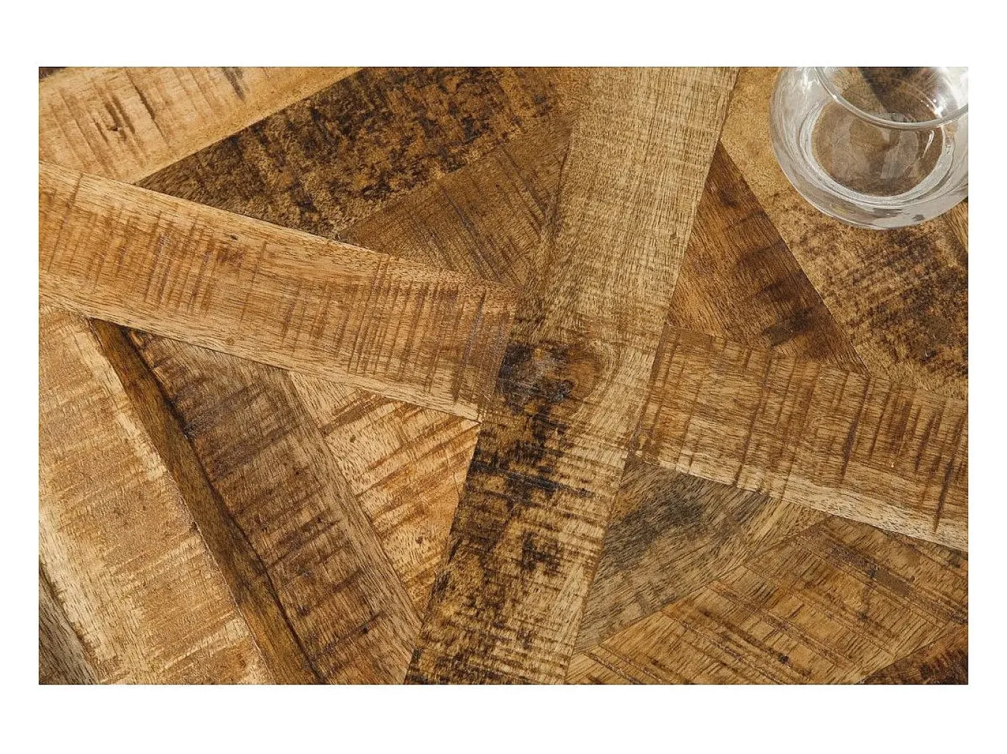 Mesa de comedor ZAREL 160 cm – Tablero de madera maciza de mango y metal negro