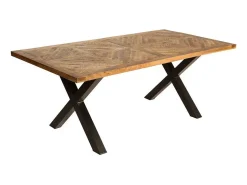 Mesa de comedor ZAREL 160 cm – Tablero de madera maciza de mango y metal negro