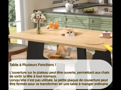 Mesa de comedor/cocina - con espacio para mascotas y estantes - 6 plazas (130×85×75 cm)