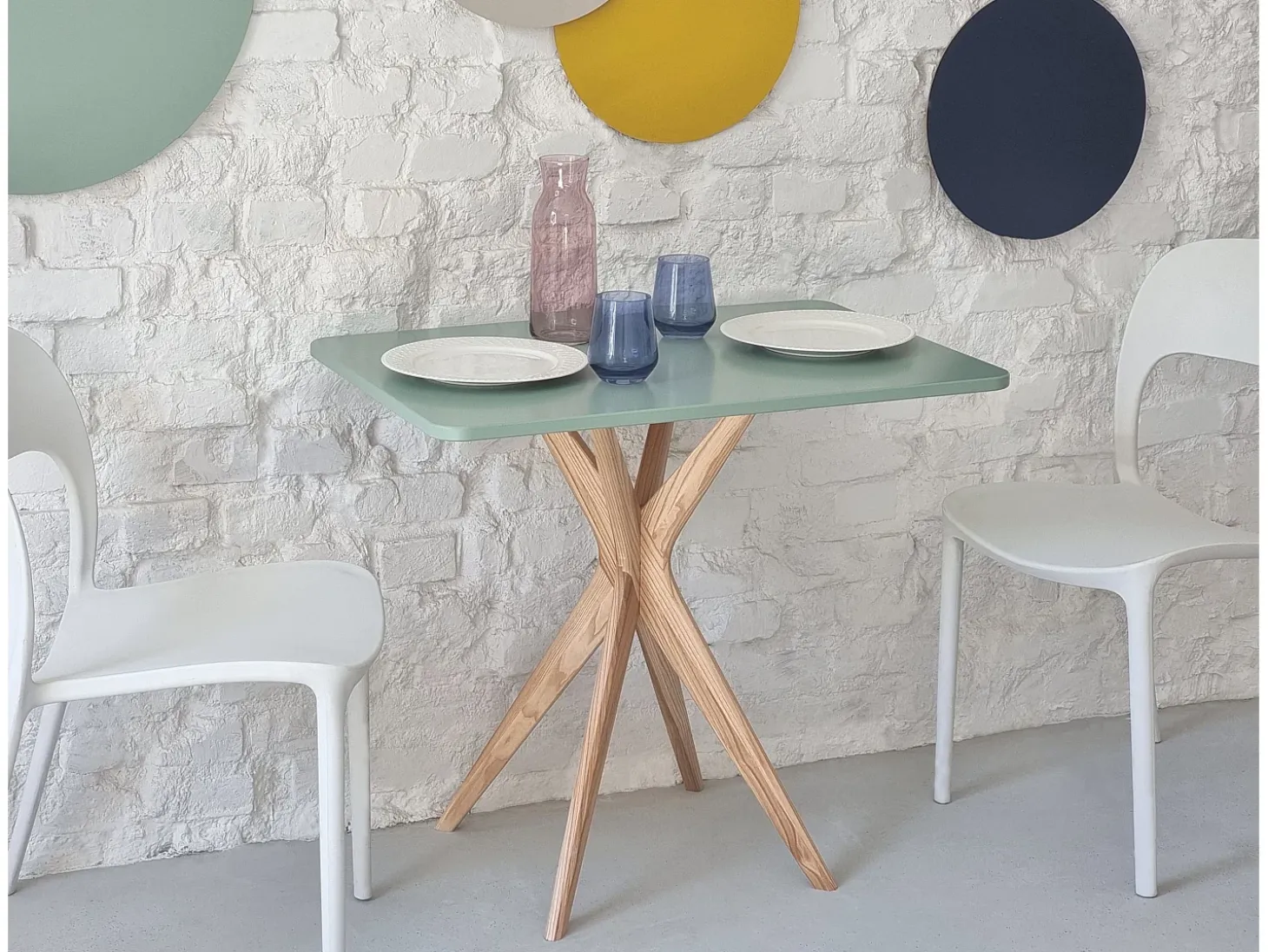 Mesa de comendor rectangular pequena Jubi 55x80cm Blanco Tiza