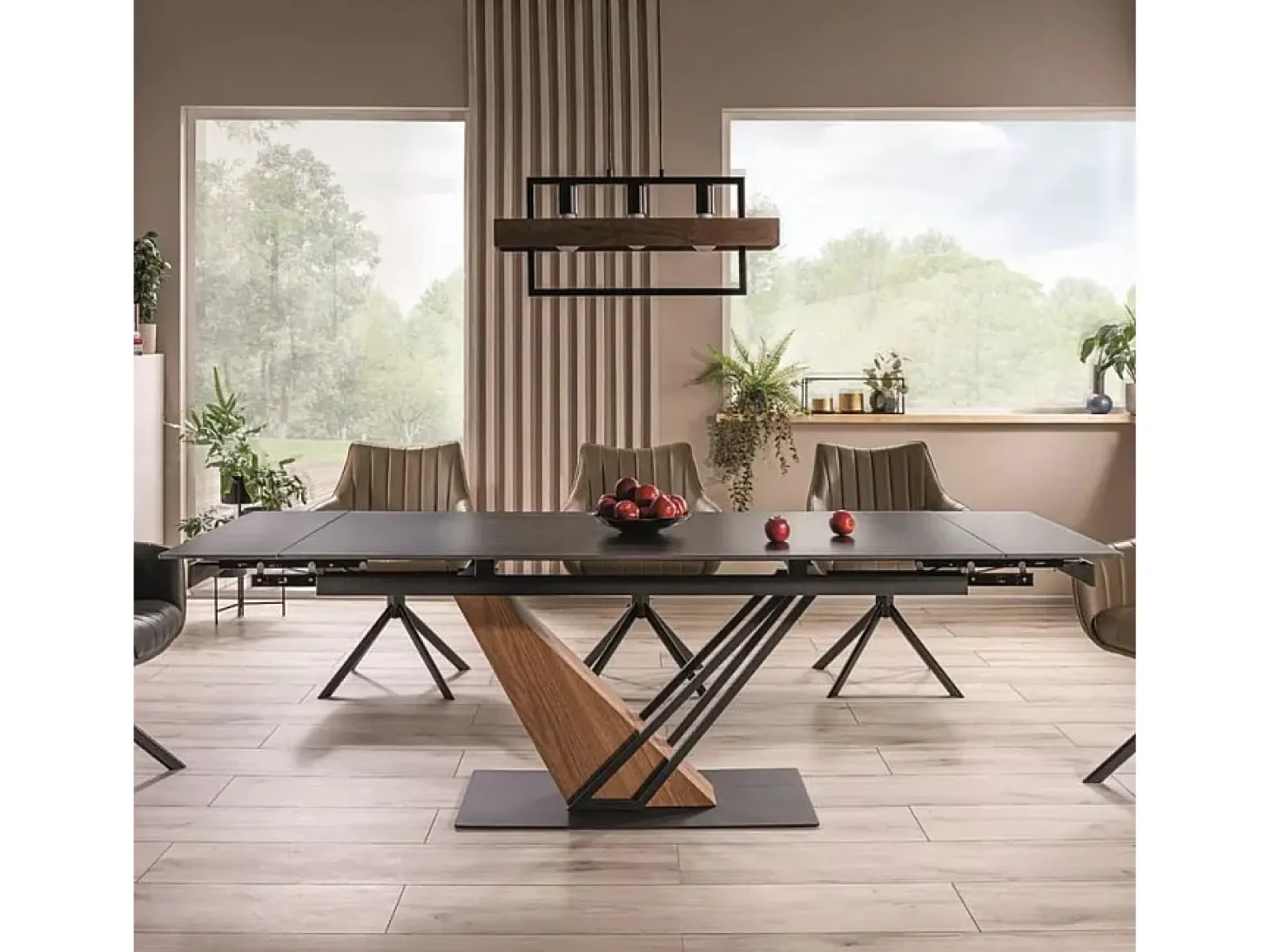 Mesa de diseño extensible Viro 180-240cm efecto metal y mármol