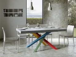 Mesa de diseño gris y patas entrelazadas multicolor 160 cm Artemis
