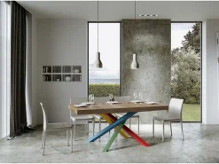 Mesa de diseño roble claro y patas entrelazadas multicolor 180 cm Artemis