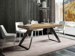 Mesa de diseño Volta 180 cm de roble claro con patas curvadas de metal antracita