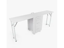 Mesa de esteticista y manicura compacta con doble mesa y ruedas Dabol