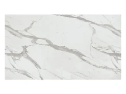 Mesa de madera, acabado blanco y patas blancas, extensible 160x90- 240x90 - CARRARA