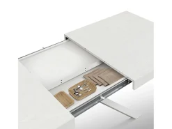 Mesa de madera, acabado blanco, base blanca, extensible 140x90 - FORTE DEI MARMI