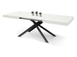 Mesa de madera, acabado blanco, base antracita, extensible 140x90 - FORTE DEI MARMI