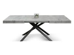Mesa de madera, acabado gris, base antracita, extensible 160x90 - FORTE DEI MARMI