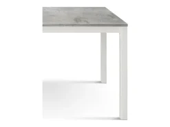 Mesa de madera acabado gris, marco de metal blanco 80x80 - RAVENNA