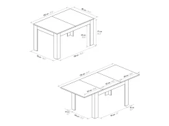 Mesa de madera acabado gris cemento, extensible 120×80 - 170×80 - LIPARI