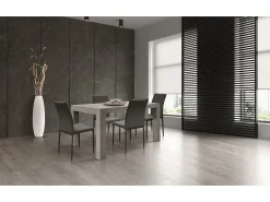Mesa de madera, acabado gris cemento, extensible 140x90 cm - MARZAMEMI