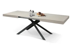 Mesa de madera, acabado olmo perla, base antracita, extensible 160x90 - FORTE DEI MARMI