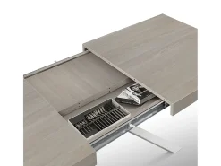 Mesa de madera, acabado olmo perla, base X blanca, extensible 160x90 - CAMAIORE