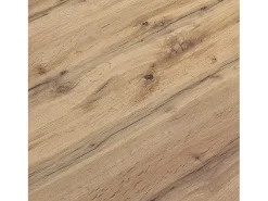 Mesa de madera, acabado roble, base de metal pintada en blanco, 180×90–260×90 - CARRARA