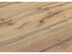 Mesa de madera, acabado roble, base extensible blanca 140×90-220×90cm - LIPARI