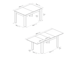 Mesa de madera, acabado roble, base extensible blanca 140×90-220×90cm - LIPARI