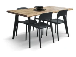Mesa de madera acabado roble con patas de metal negro 160x90 - ALICUDI