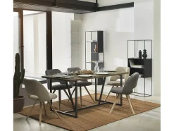 Mesa de madera de abeto 180x90 con patas metálicas negras