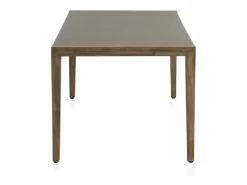 Mesa de madera de acacia y tapa de cemento ligero gris claro 160x90 cm
