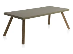 Mesa de madera de acacia y tapa de cemento ligero gris claro 200x90 cm