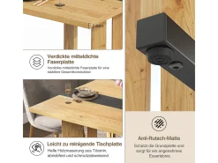 Mesa de madera de estilo escandinavo, veta de roble, 150 cm, impermeable.