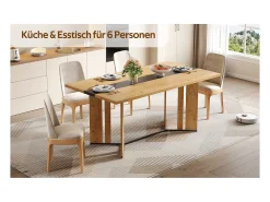 Mesa de madera de estilo escandinavo, veta de roble, 150 cm, impermeable.