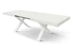 Mesa de madera de fresno blanco, patas blancas, extensión 160x90-240x90cm - AMALFI